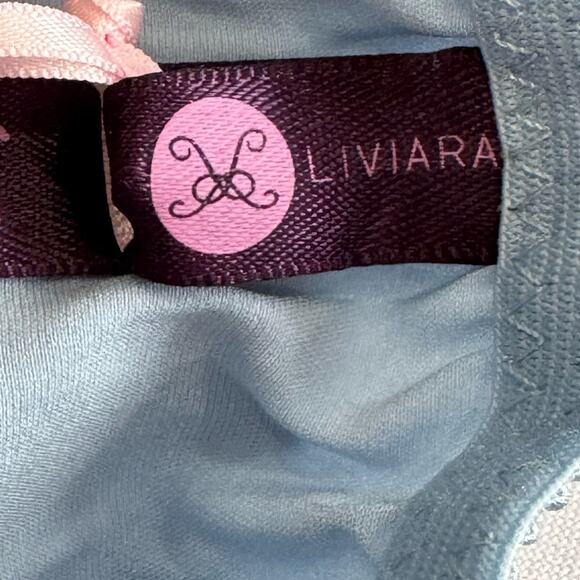 LIVIARA Silk stretch charmeuse ruffle Light Blue Bikini Bottoms NEW Size Medium - Picture 10 of 15